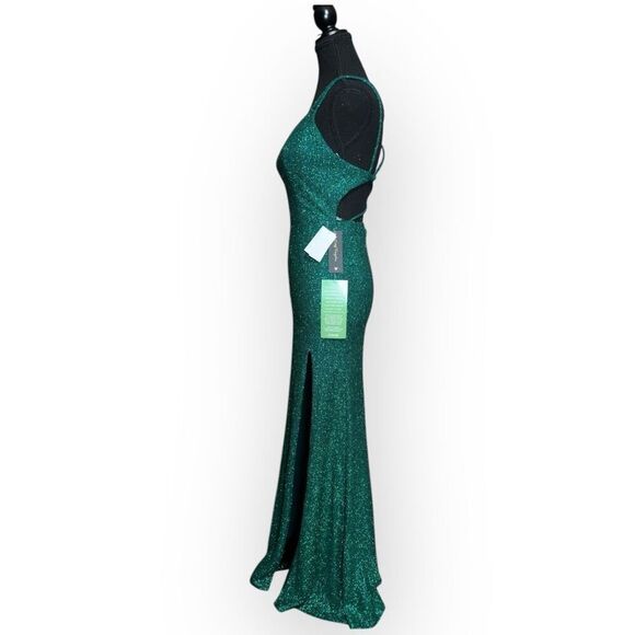 NWT City Triangles Womens Glitter Jersey Knit Gown Green Size 3 - Picture 7 of 16